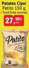 PATİTO PATATES CİPSİ TUZ&SİRKE AROMALI 150 G PATİTO PATATES CİPSİ TUZ&SİRKE AROMALI 150 G
